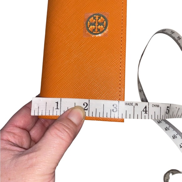 Tory Burch New Orange Grain Gold Logo Eyewear Sunglass Case Holder old money - Picture 10 of 11